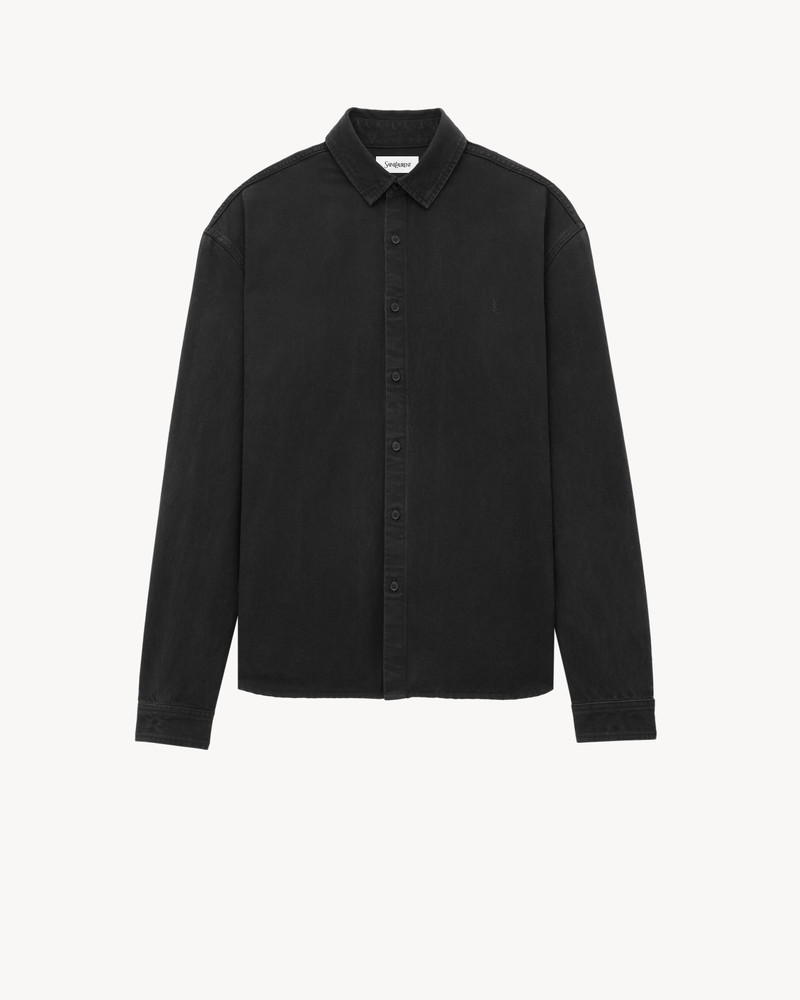 SAINT LAURENT CASSANDRE SHIRT IN RAVEN BLACK DENIM outlook
