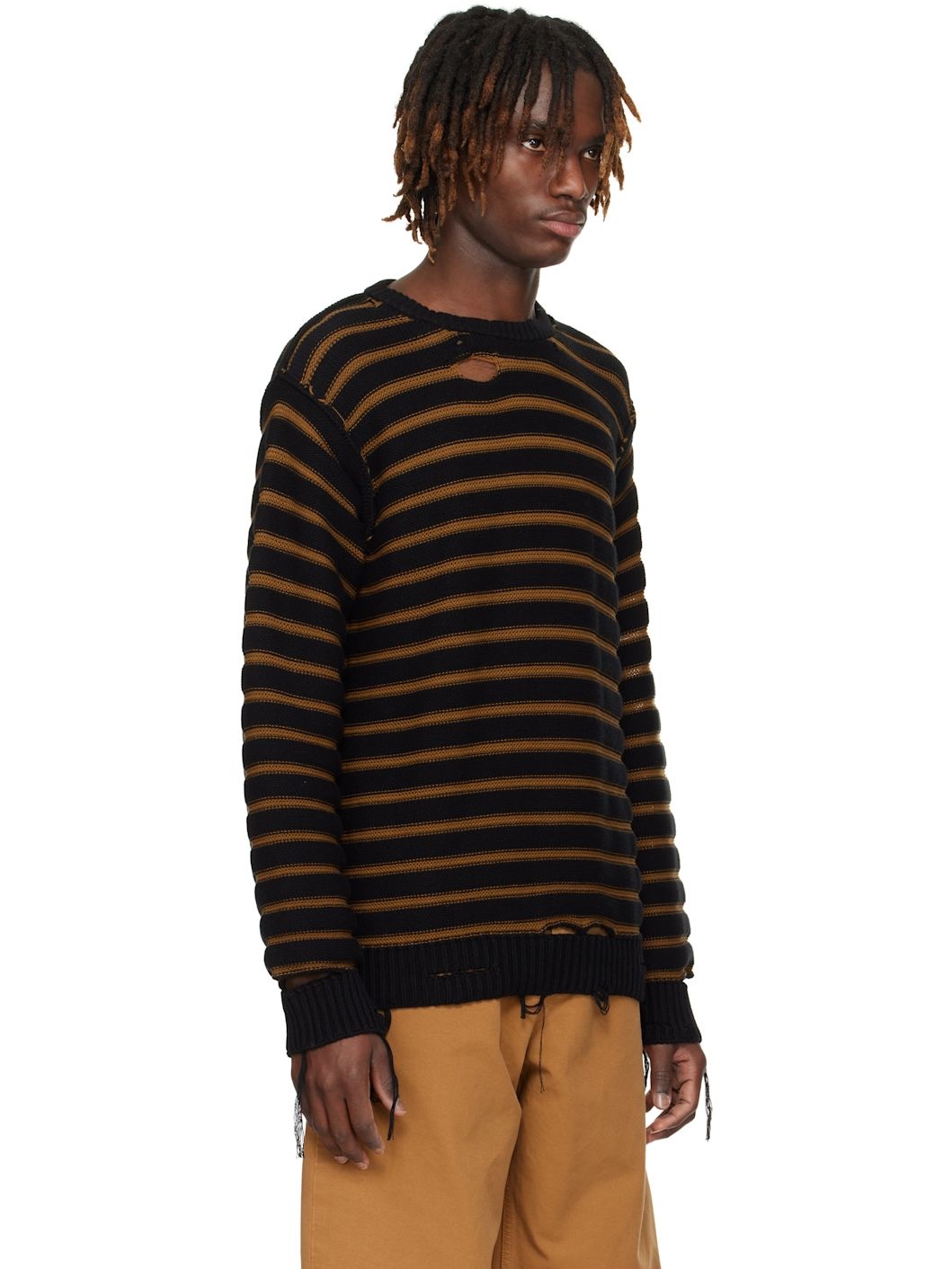Black & Brown Cotton Knit Sweater - 2