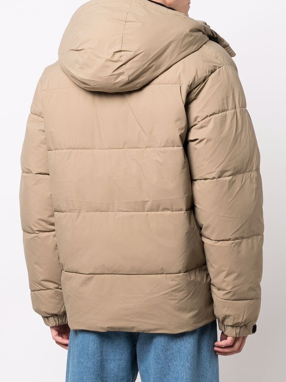 logo patch padded coat - 4