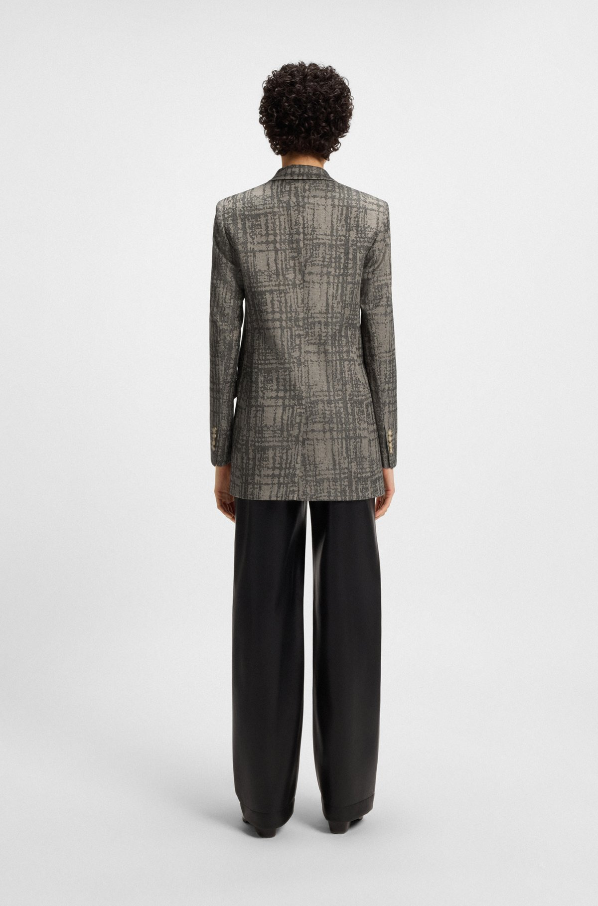 REGULAR-FIT BLAZER WITH HERRINGBONE CHECK - 4