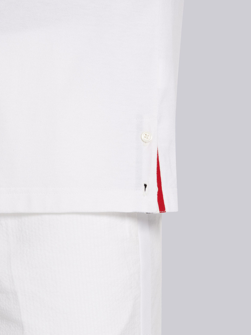 White Cotton Jersey 4-Bar Short Sleeve Yoke Seam Tee 6