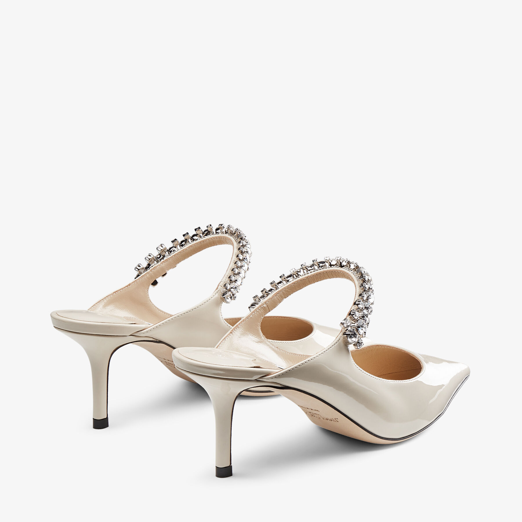 Bing 65
Linen Patent Leather Mules with Crystal Strap - 5