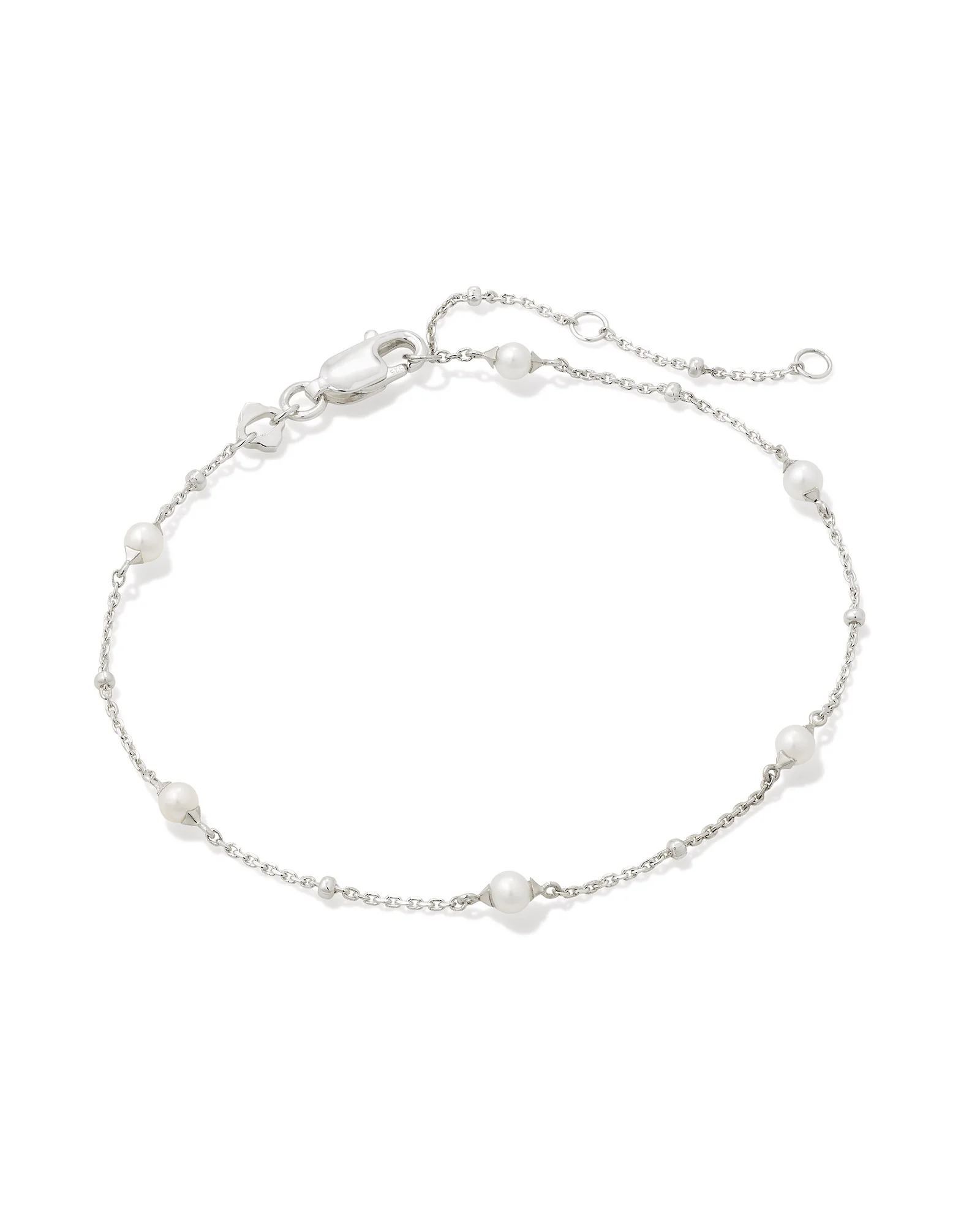 Emmaline Sterling Silver Delicate Chain Bracelet in Freshwater Cultured Pearl - 1