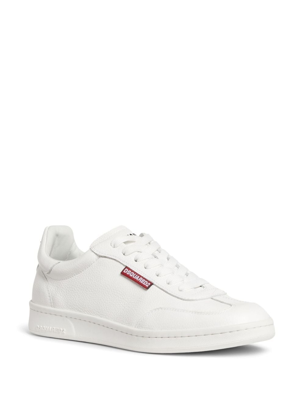 logo-tag leather sneakers - 2