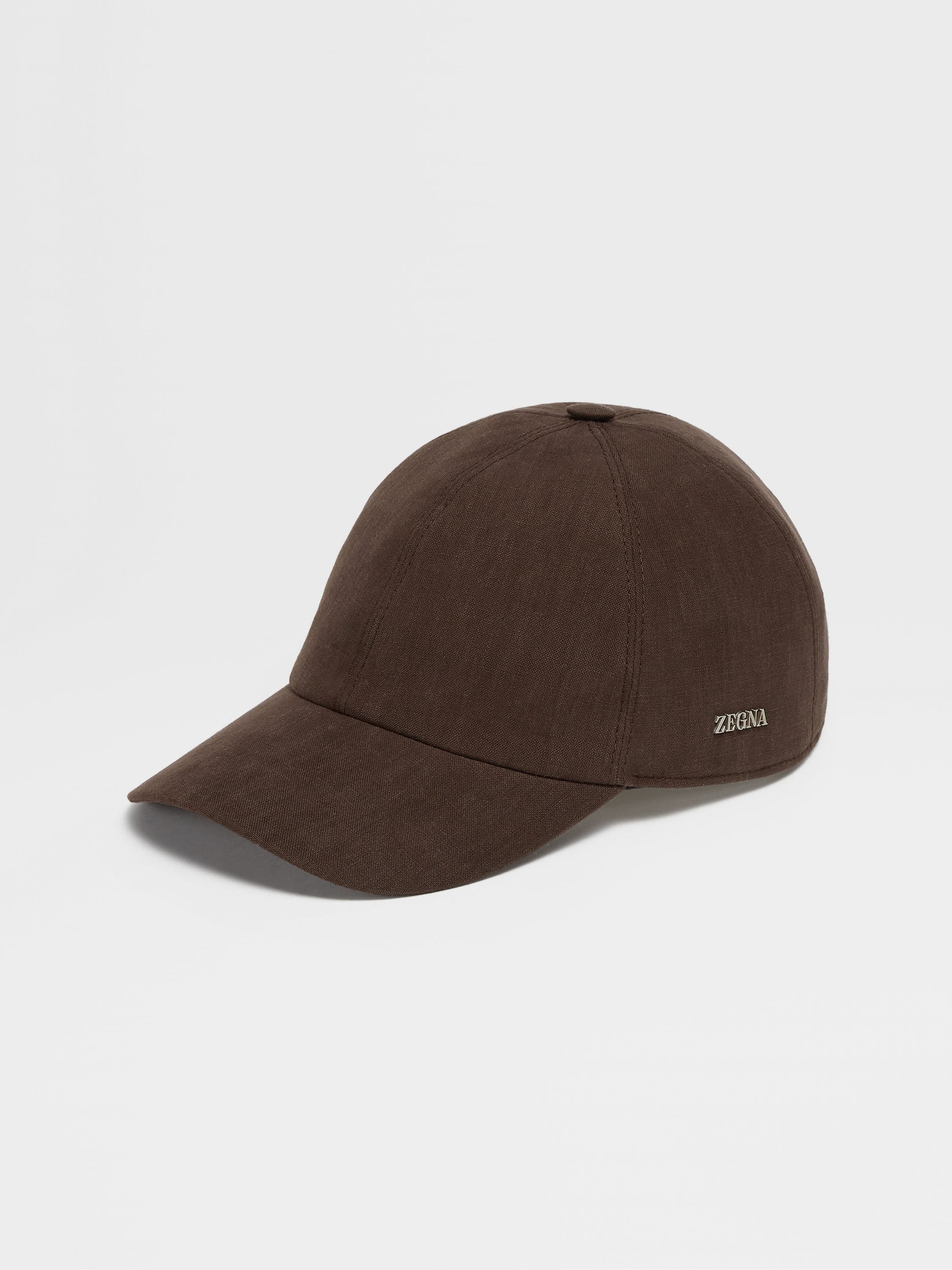 DARK BROWN LINEN BASEBALL CAP - 1