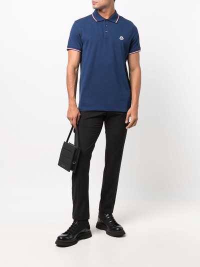 Moncler stripe-trim logo-patch polo shirt outlook