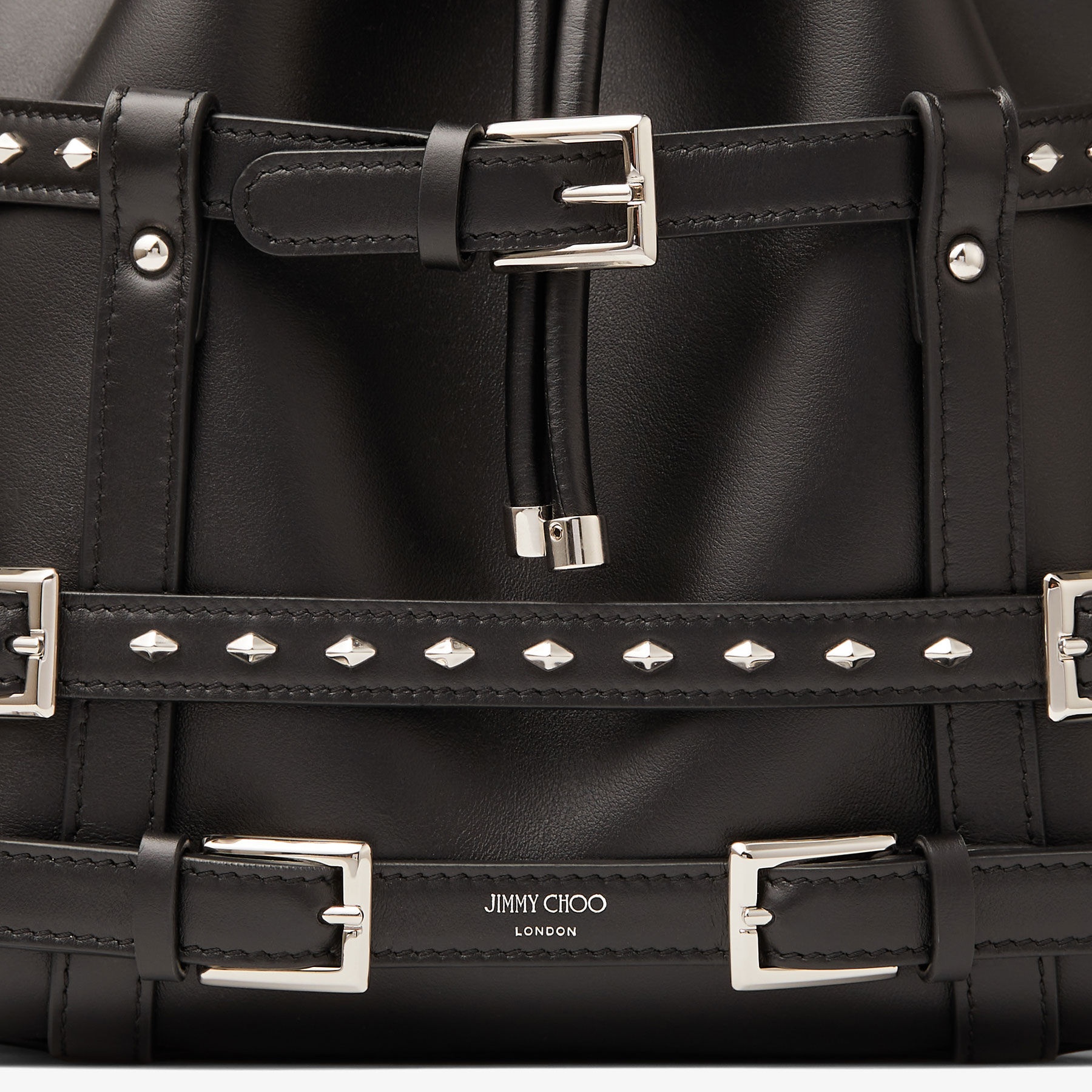 Bon Bon Bucket
Black Calf Leather Bucket Bag with Harness - 4
