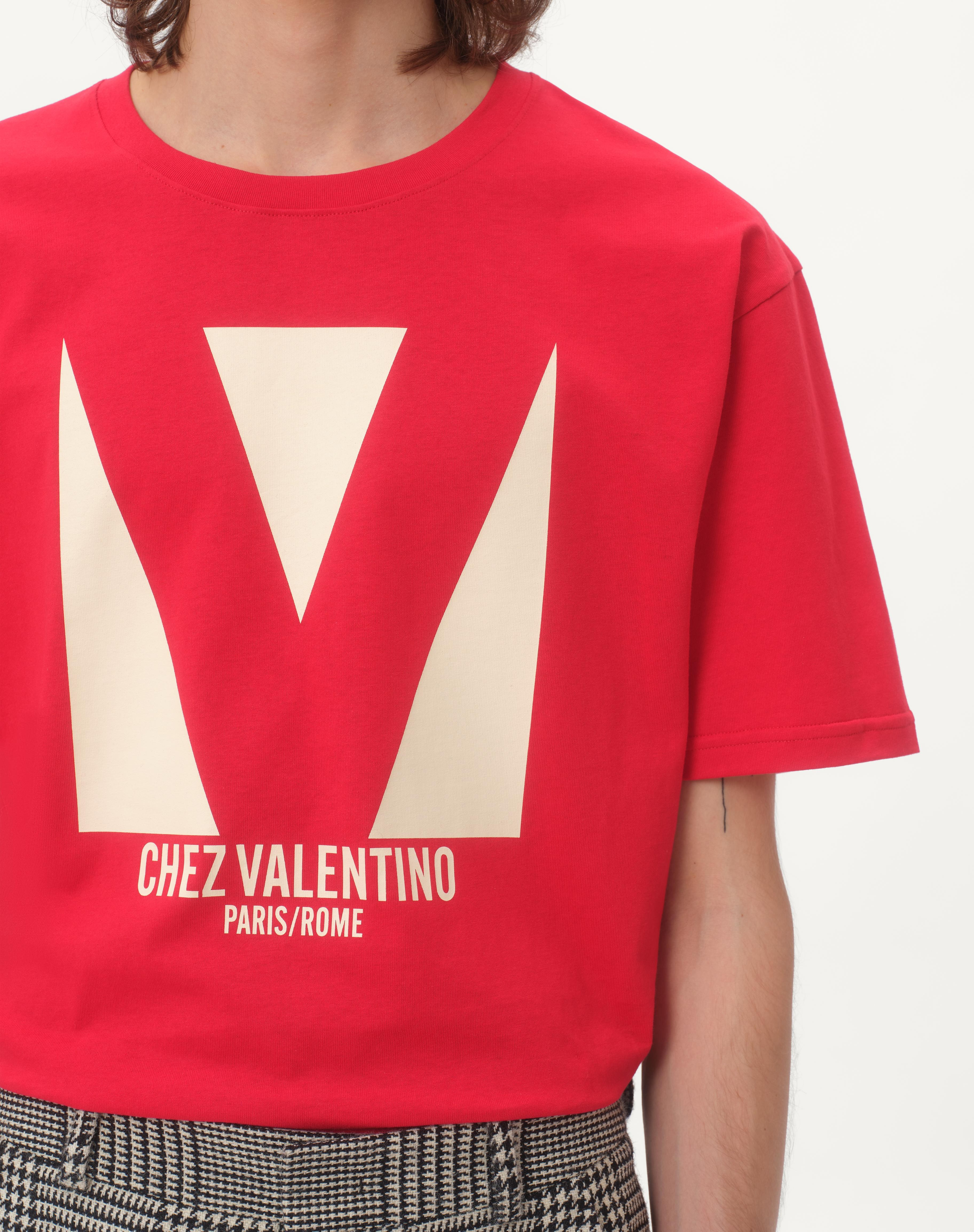 COTTON T-SHIRT WITH CHEZ VALENTINO PRINT - 4