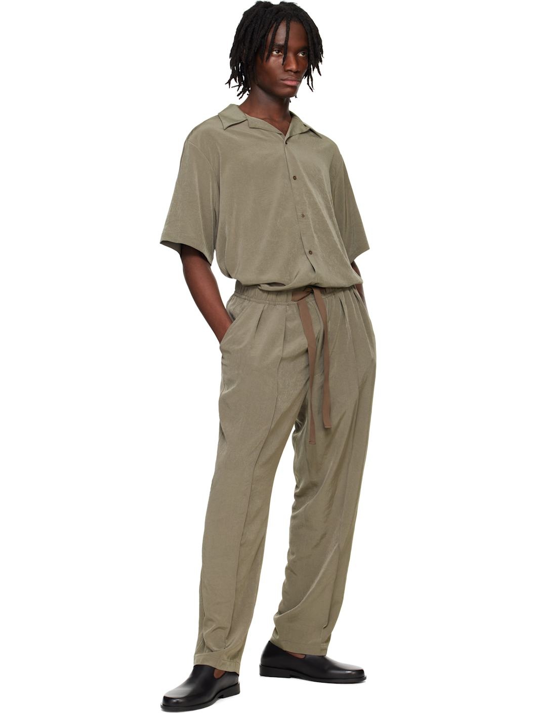 Taupe Open Collar S/S Shirt - 4