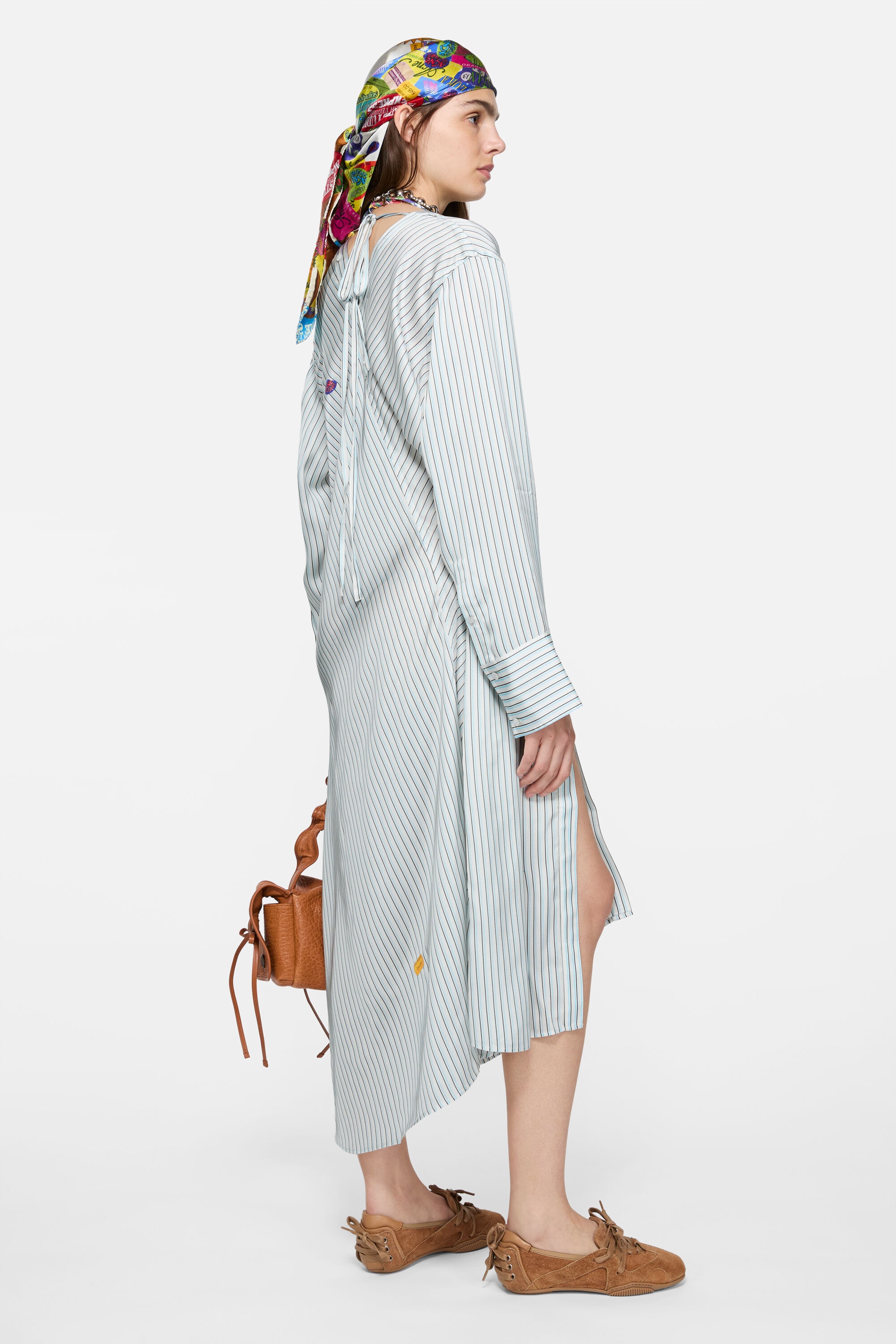 Asymmetric shirt dress - Blue/white - 3