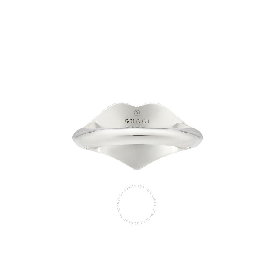 Gucci Interlocking G White Enamel Heart Sterling Silver Ring - 3
