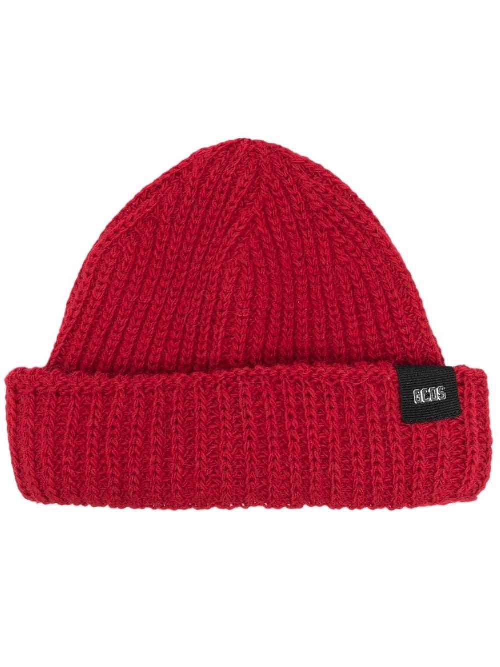 logo-patch ribbed beanie - 1