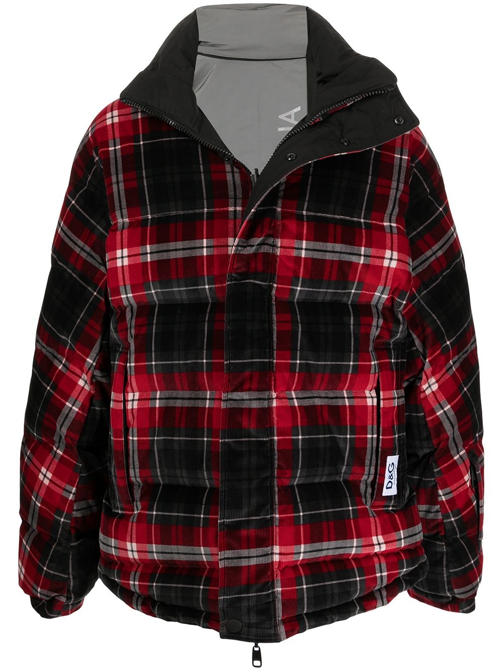 reversible plaid puffer jacket - 1