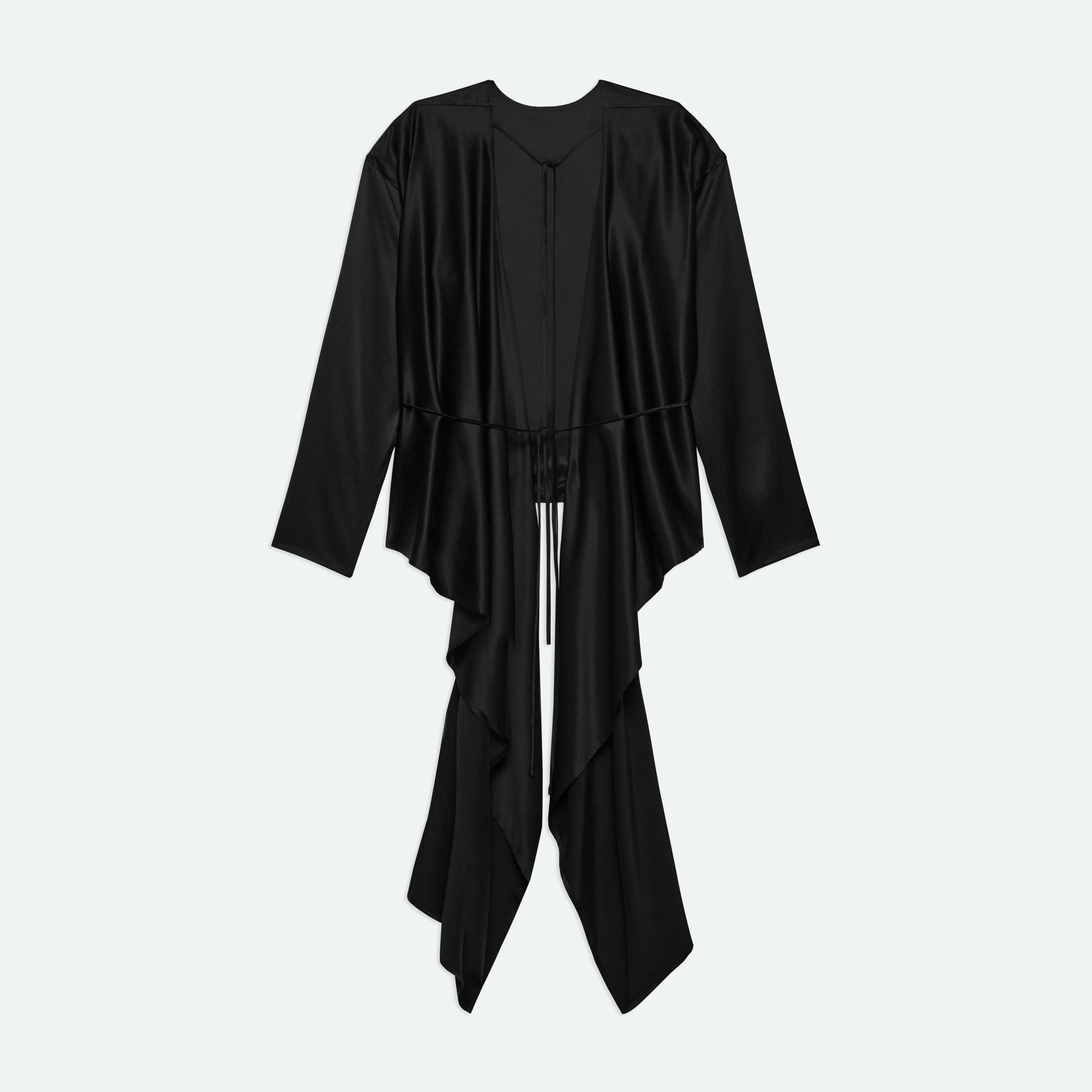 LONG-SLEEVE DRAPED SCARF TOP - 1