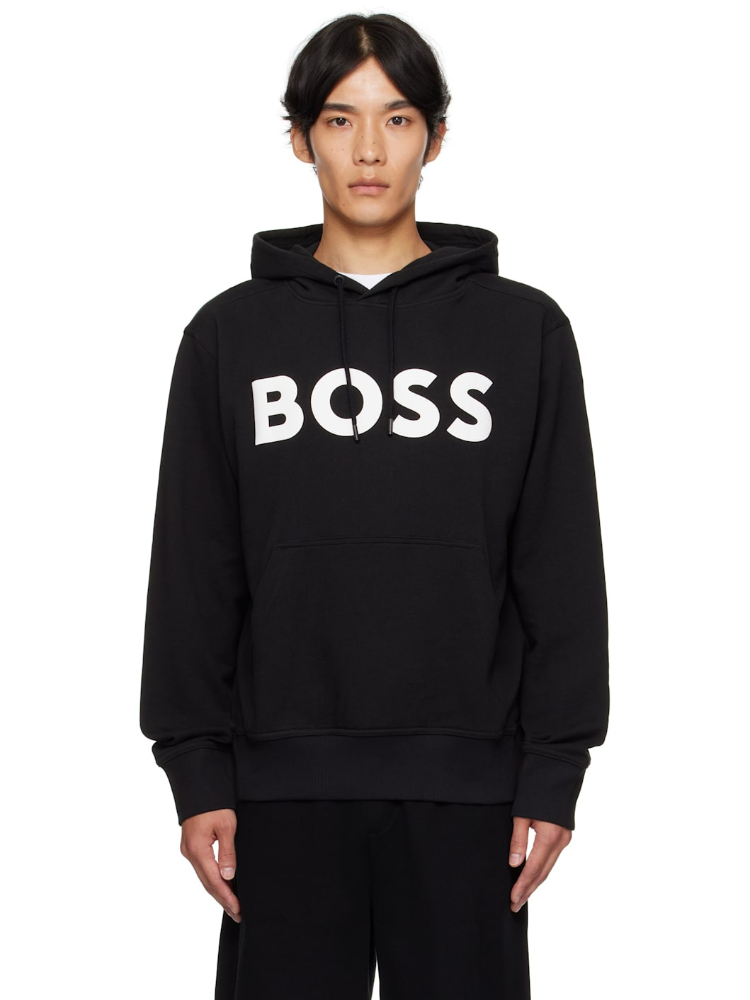 Black Relaxed-Fit Large Logo Hoodie - 1
