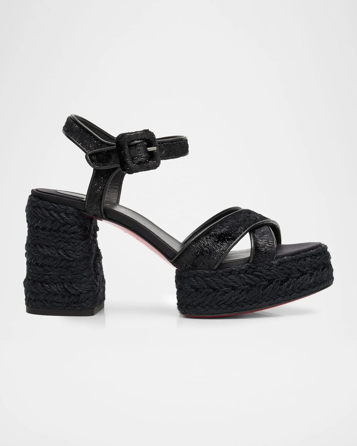 85mm Calakala Velvet Red Sole Platform Espadrille Sandals - 1