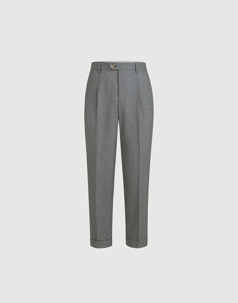 Virgin wool fresco trousers with pleat 1