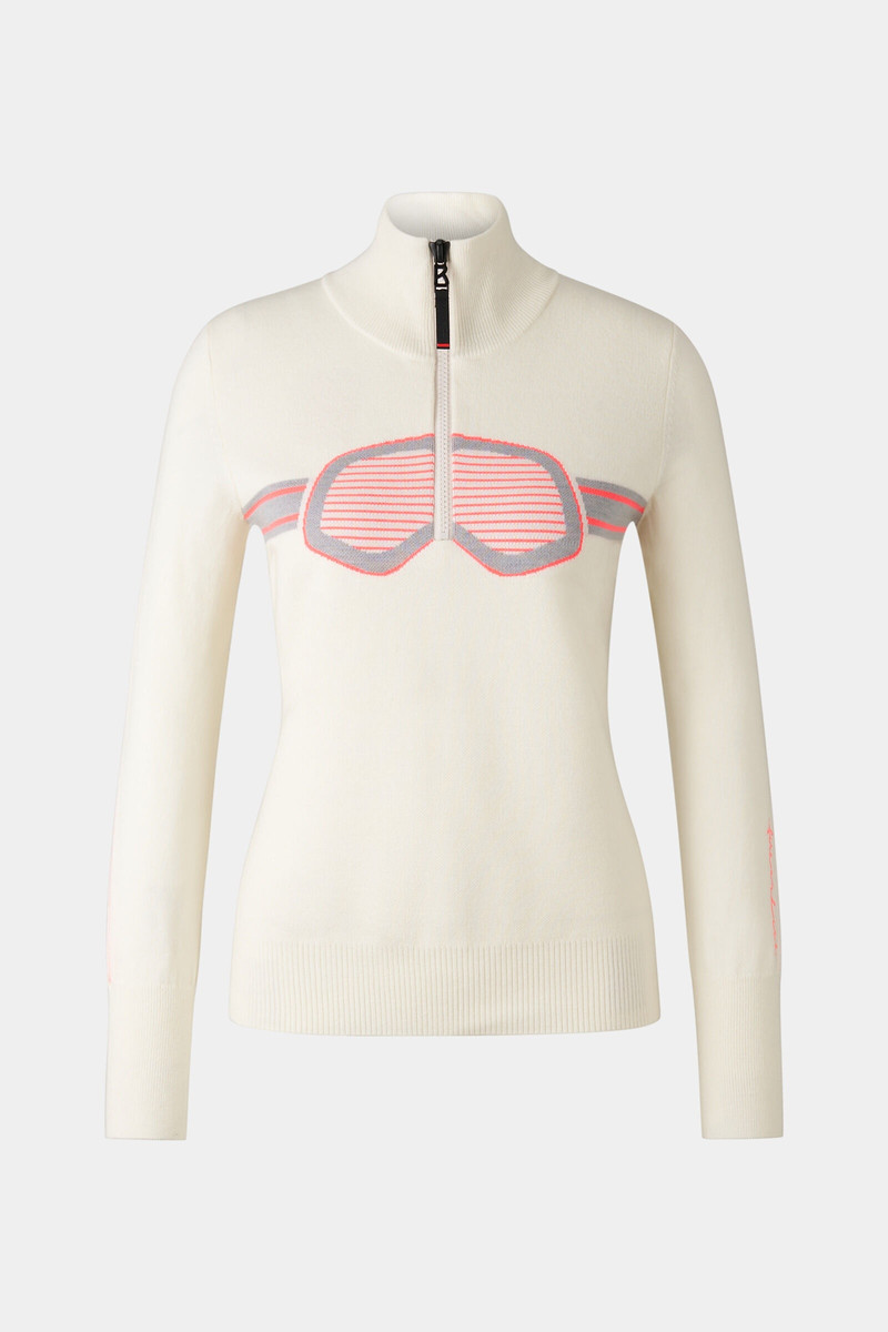 Azra Half-zip pullover in Cream/Pink 1