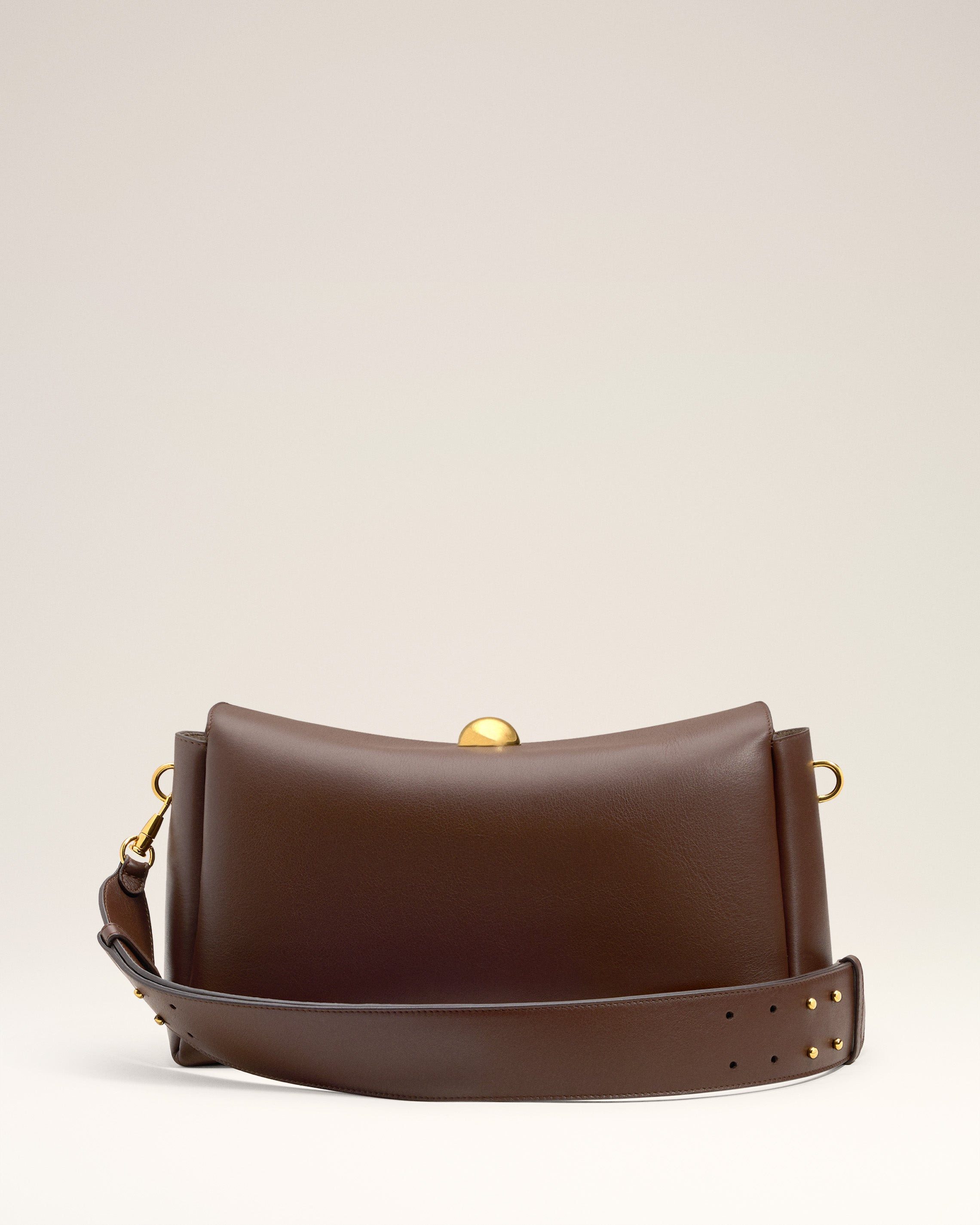 BROWN SMOOTH LEATHER CARROUSEL MEDIUM BAG - 5