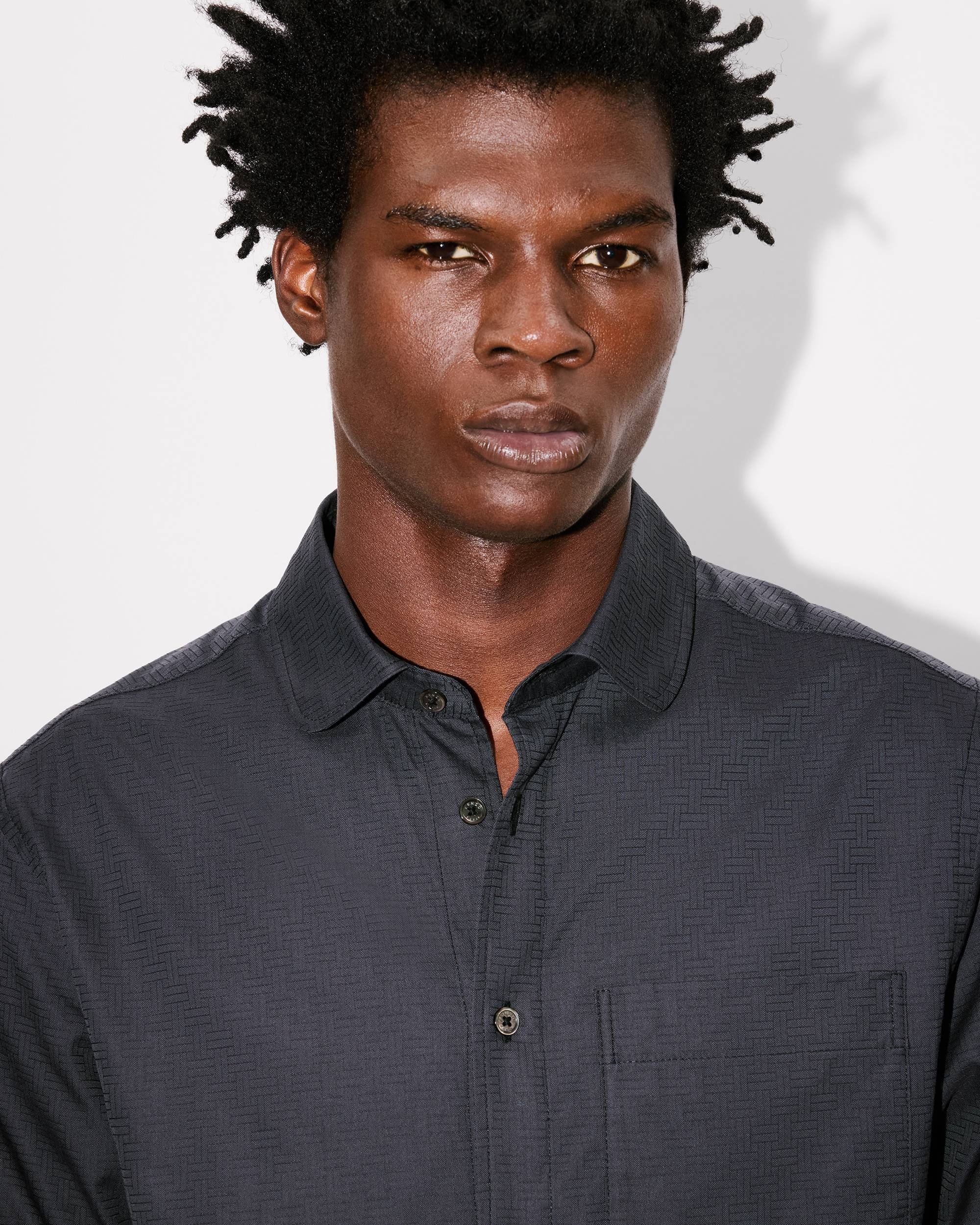 'KENZO Weave' slim shirt in cotton jacquard - 6