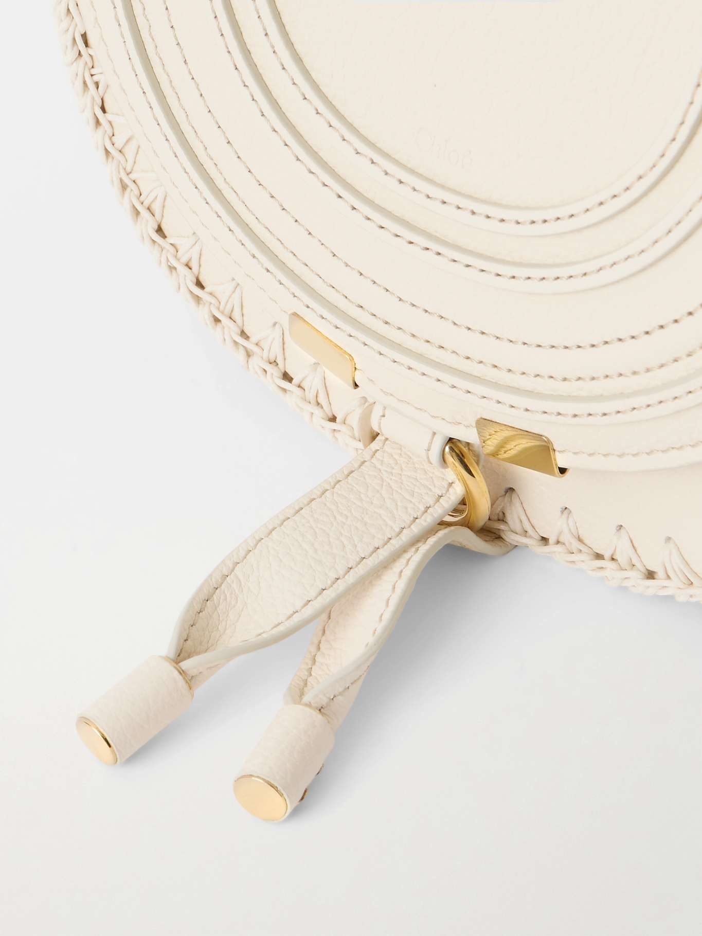 Marcie textured-leather and crocheted cotton shoulder bag Ivory - 4