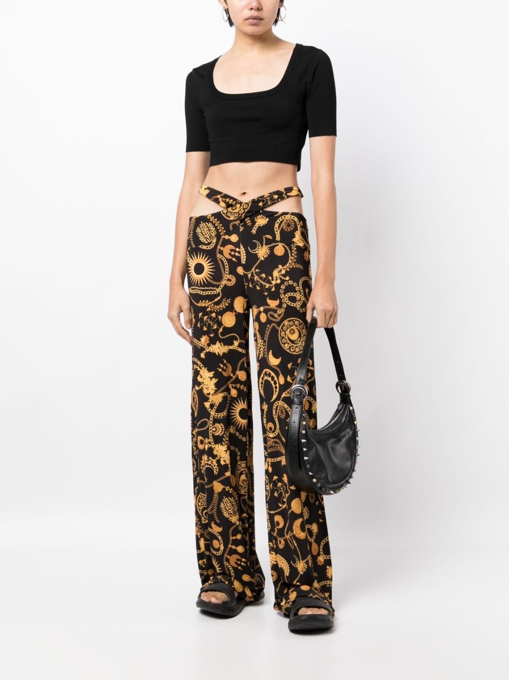 graphic-print straight-leg trousers - 2