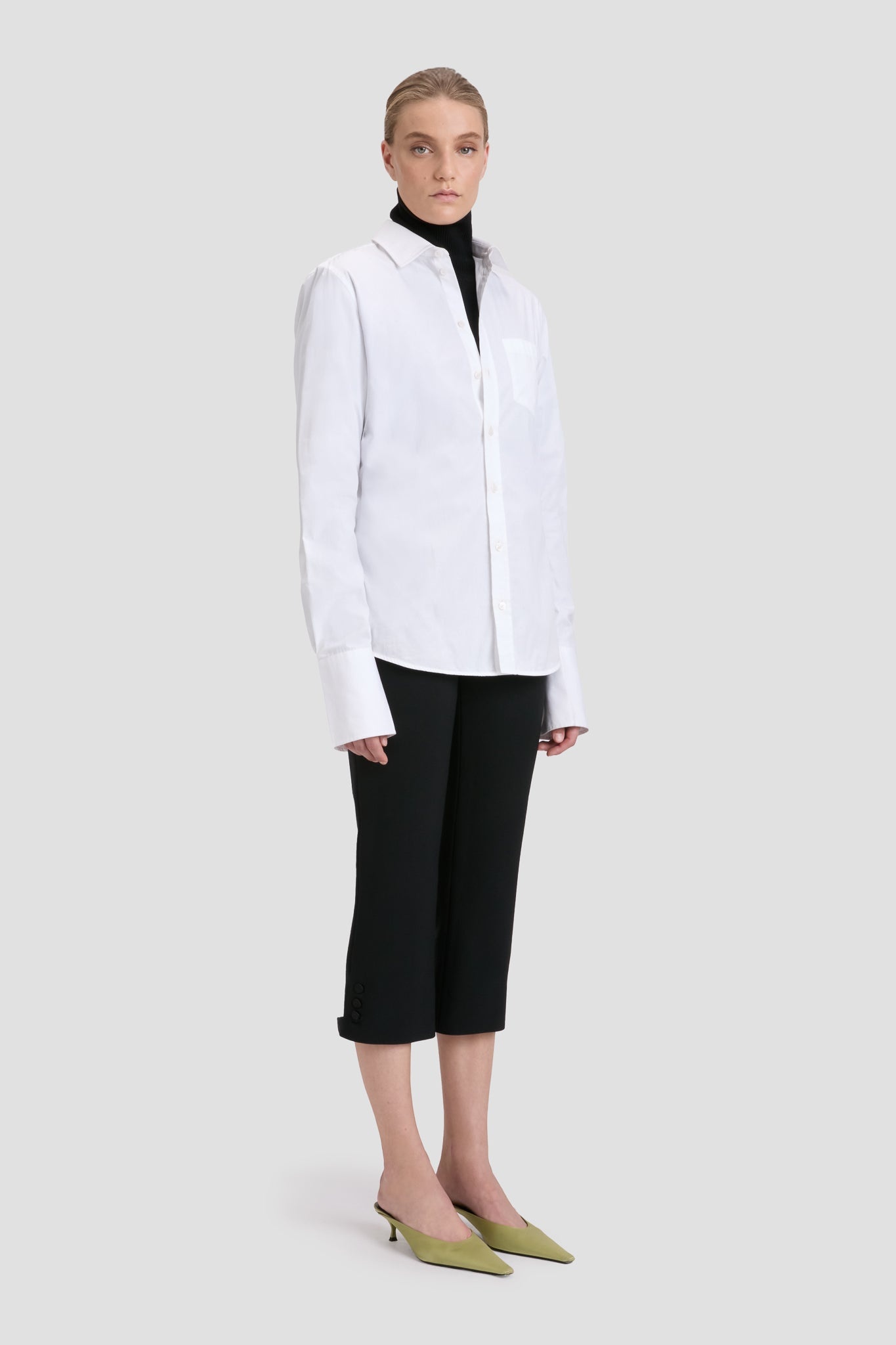 Tab Detail Cropped Trouser In Black - 4
