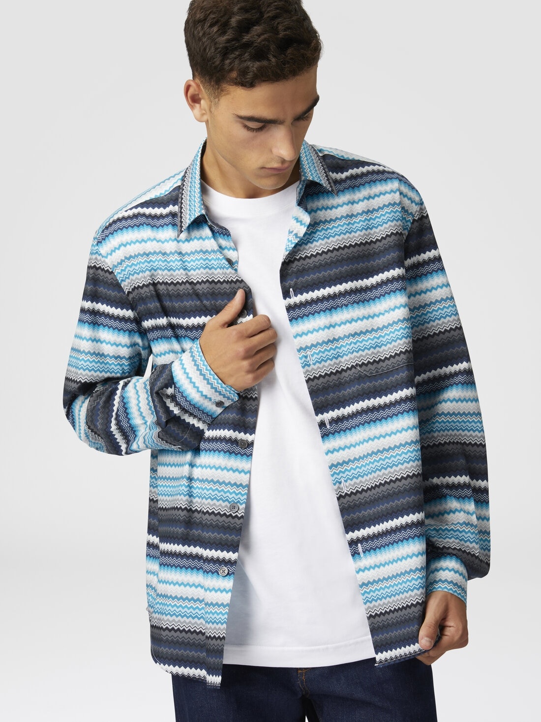 Zigzag print cotton poplin shirt - 4