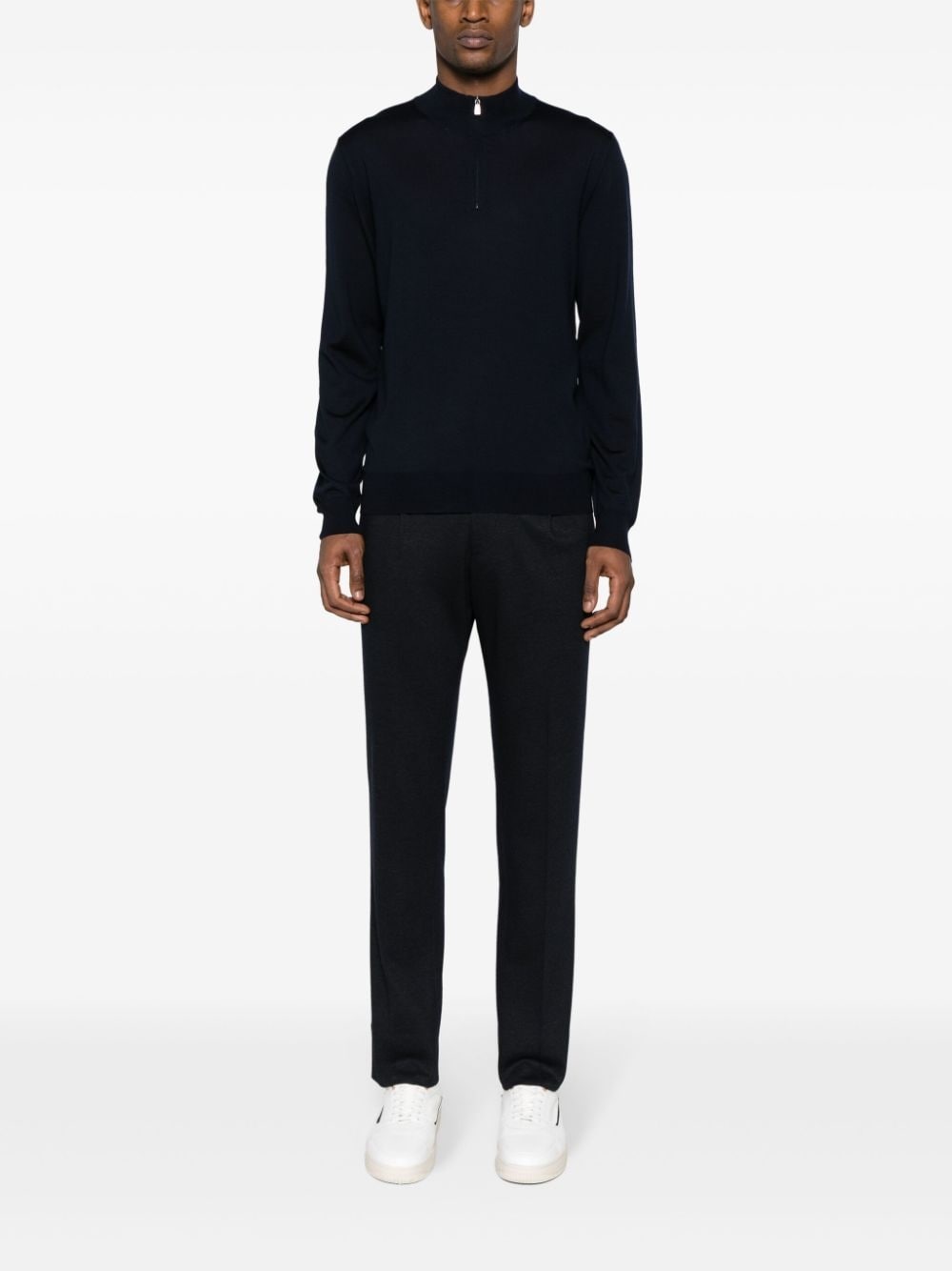 half-zip fine-knit jumper - 2