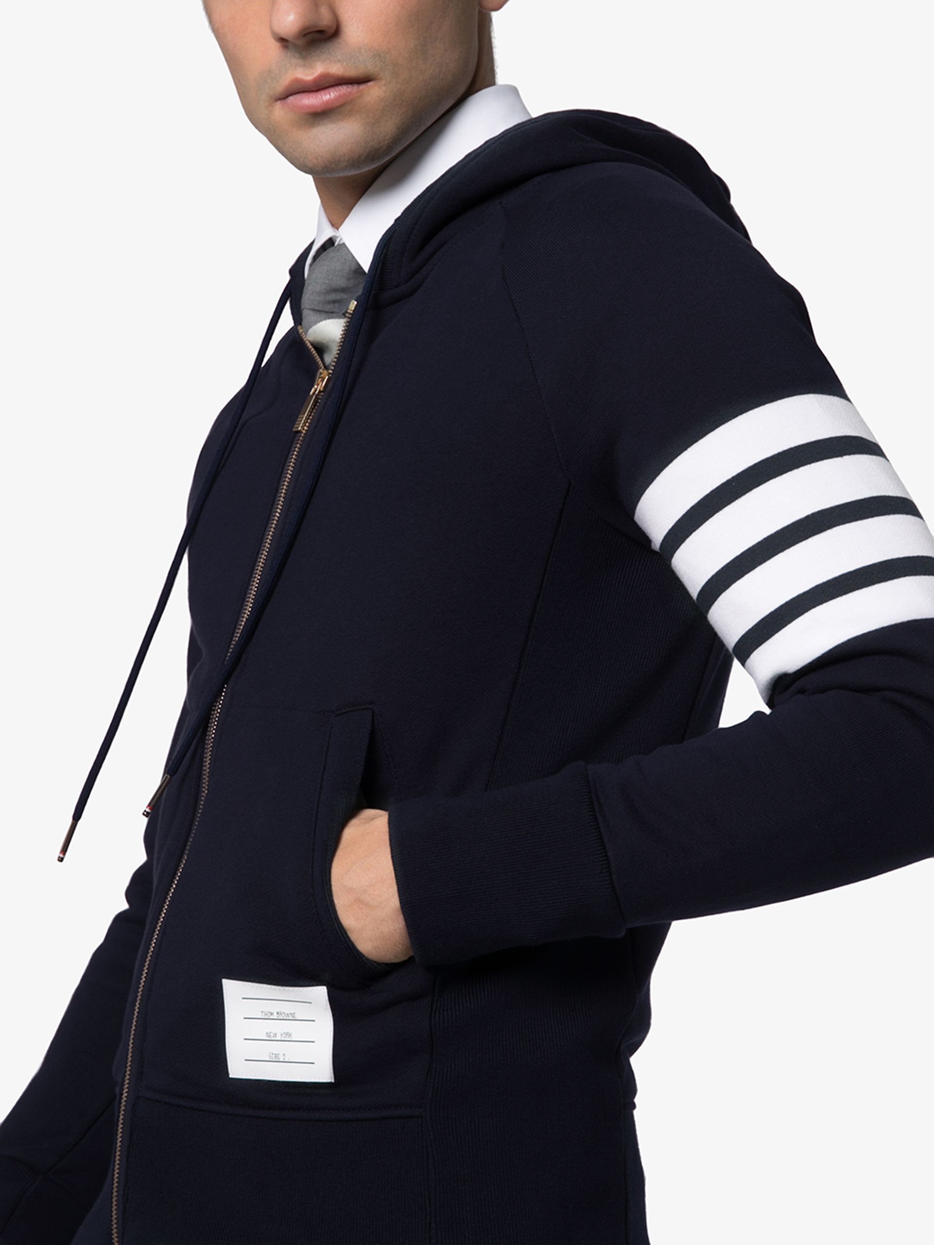 4-bar sleeve zip-up hoodie - 5