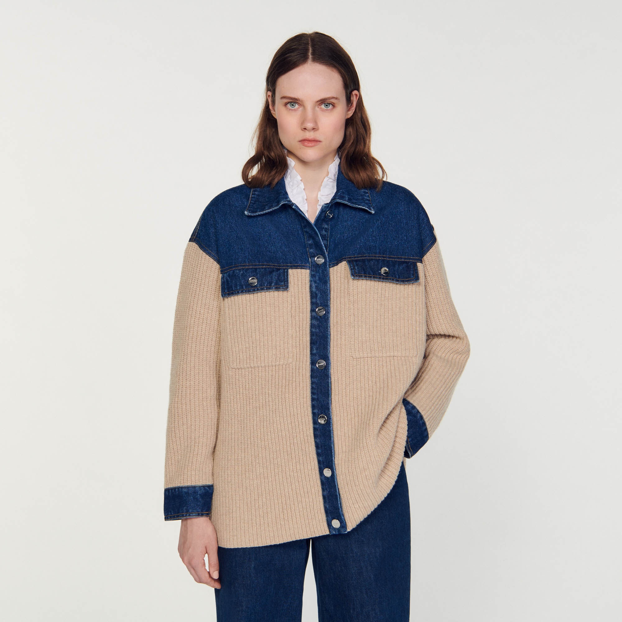 KNIT AND DENIM CARDICOAT - 5