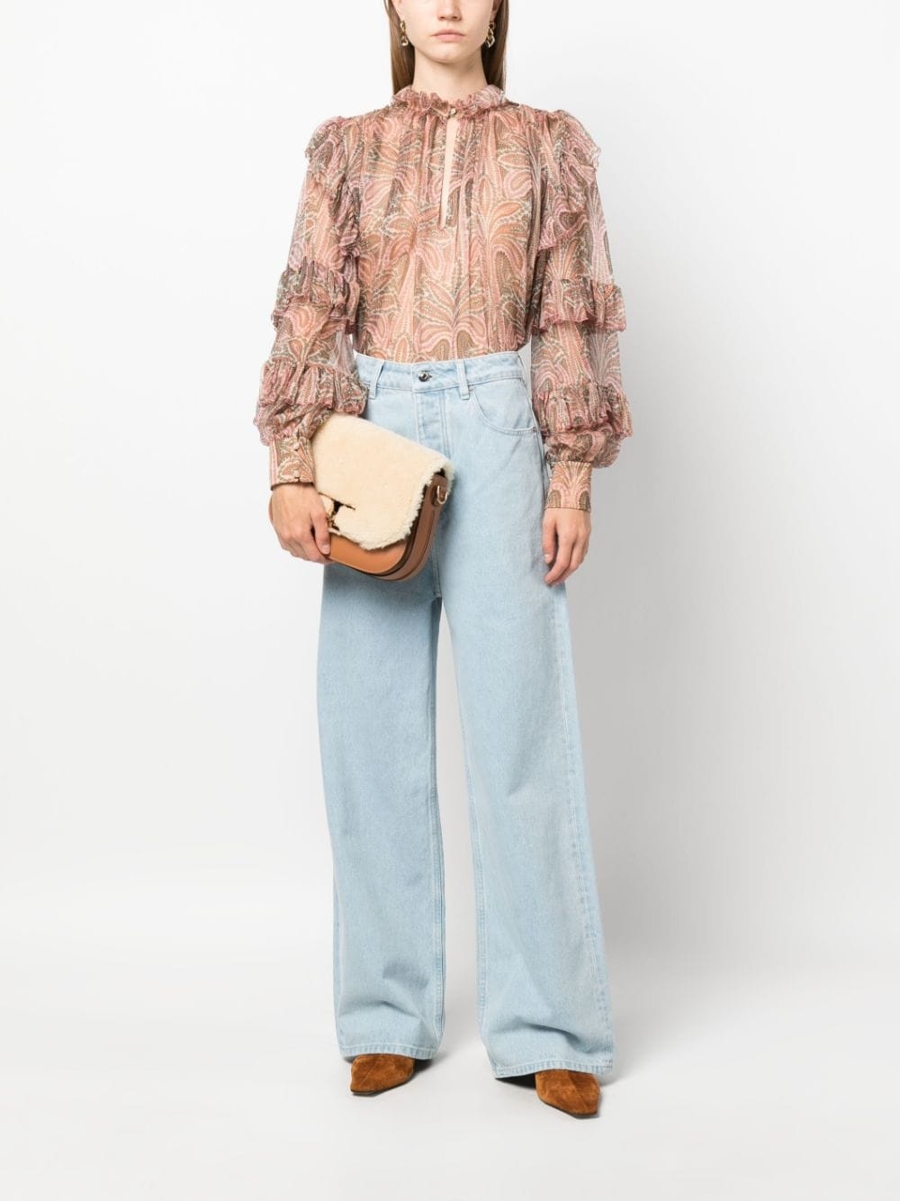 ruffled paisley-print silk blouse - 2