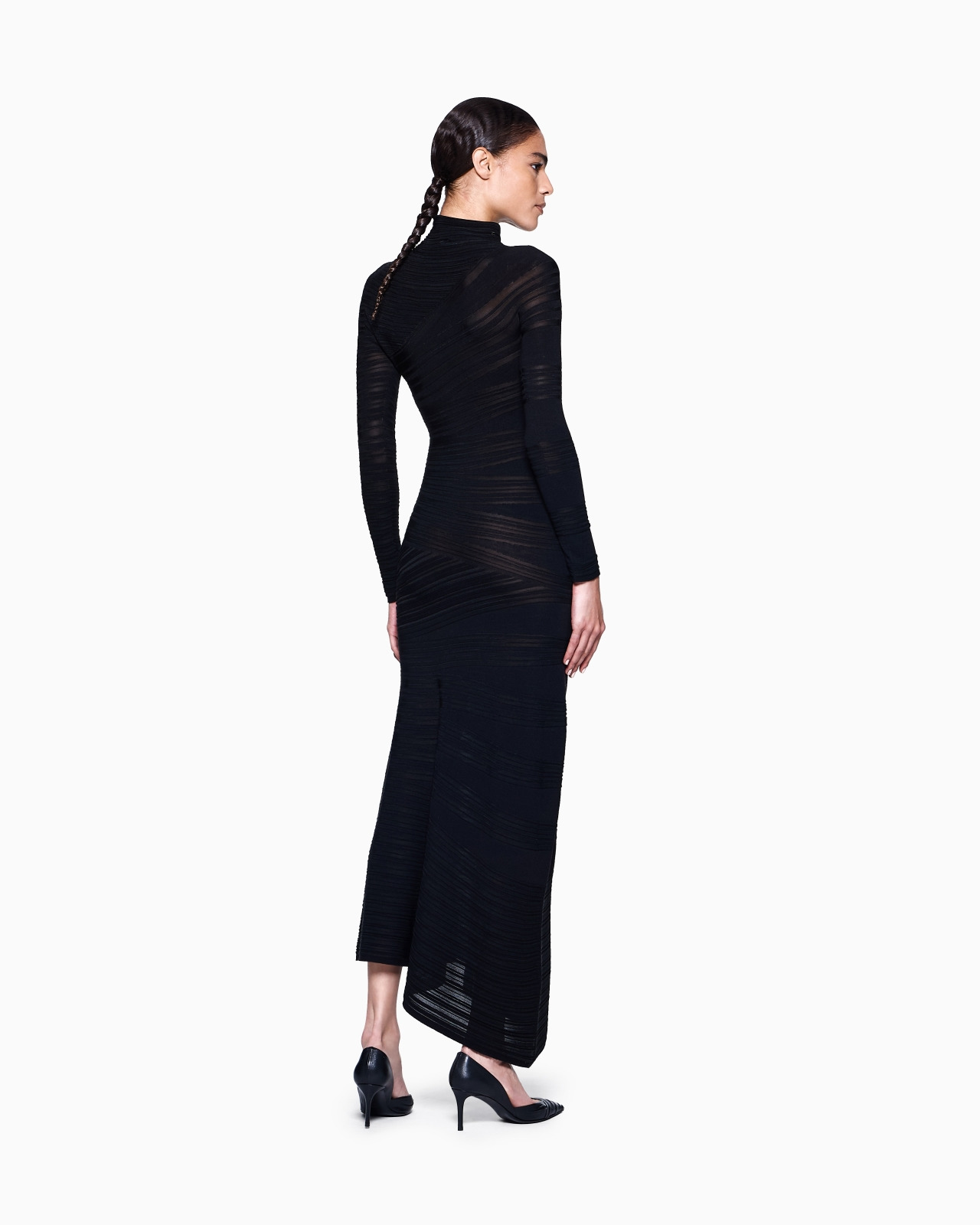 VISCOSE AND WOOL JERSEY MIDI DRESS - 3