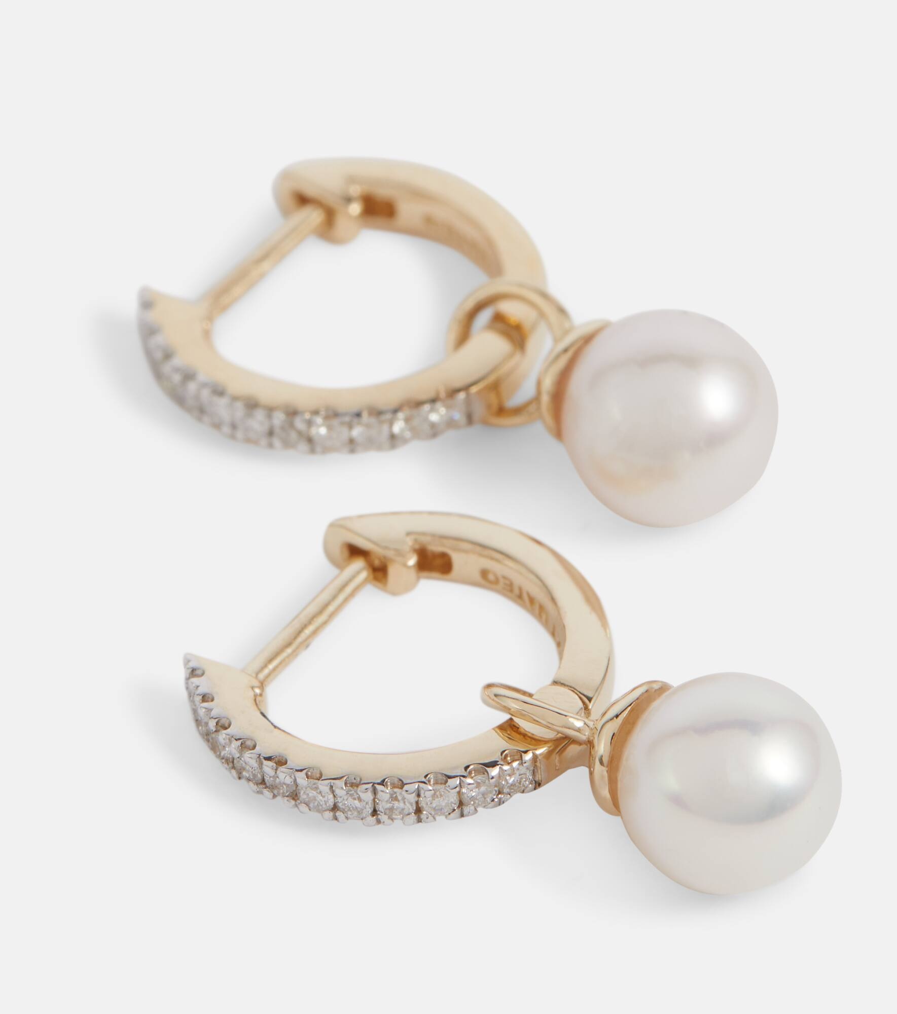 14kt gold earrings with diamonds and detachable pearls - 6
