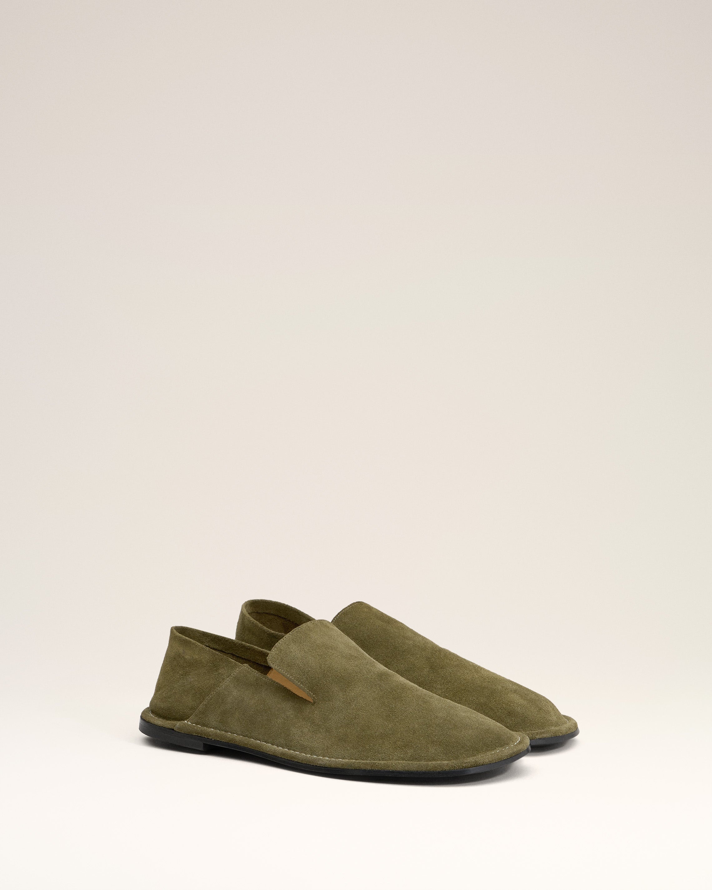 KHAKI LEATHER MIDI SLIPPERS - 3