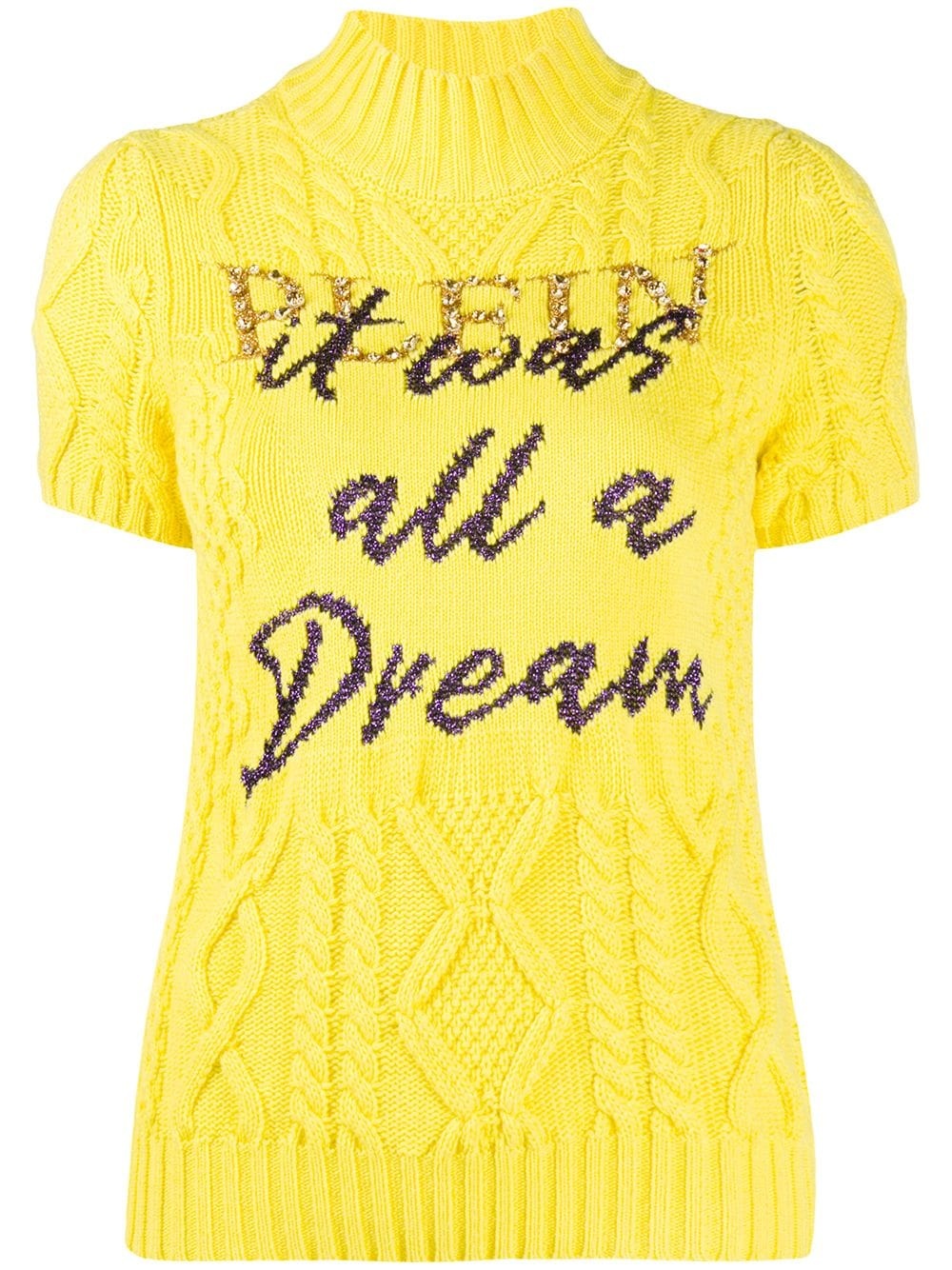 slogan print short-sleeve jumper - 1