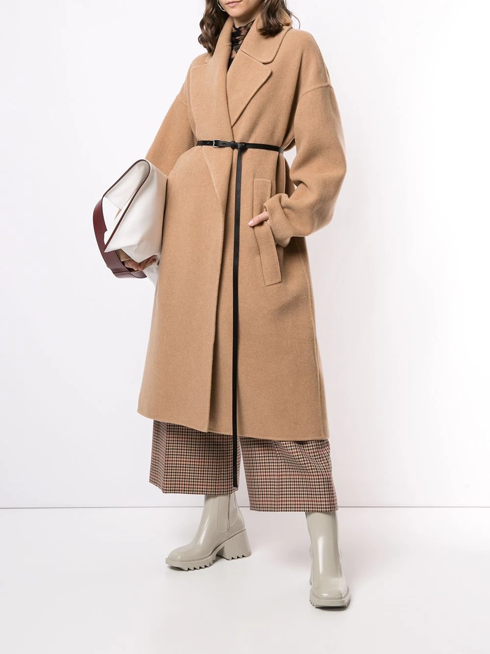 belted mid-length coat - 2