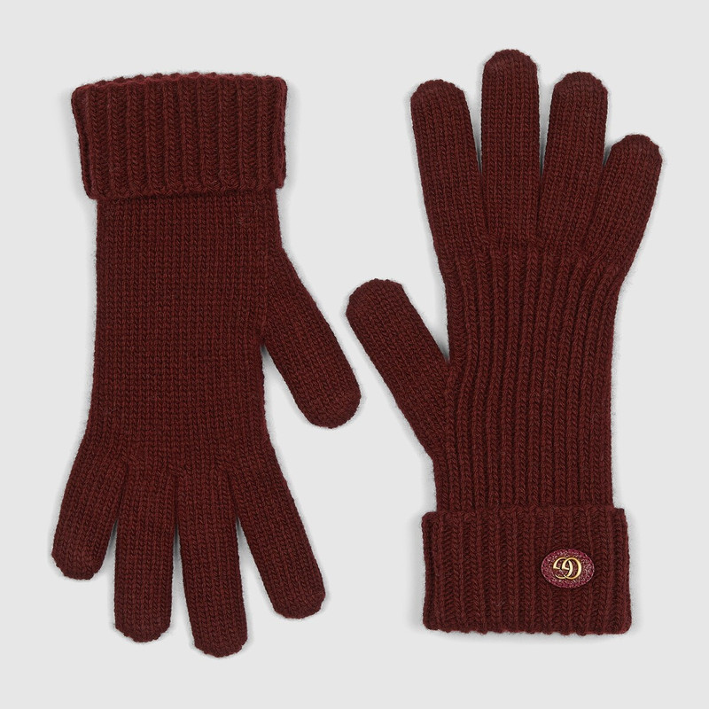 Wool cashmere gloves with Double G 1