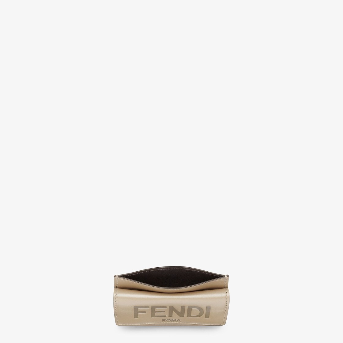 Fendi Roma card holder with three card slots and coin pocket with snap button. Made of dove gray lea 4