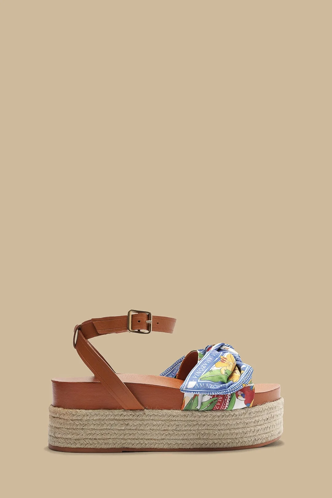 Camel Scarf Flatform Espadrille - 1