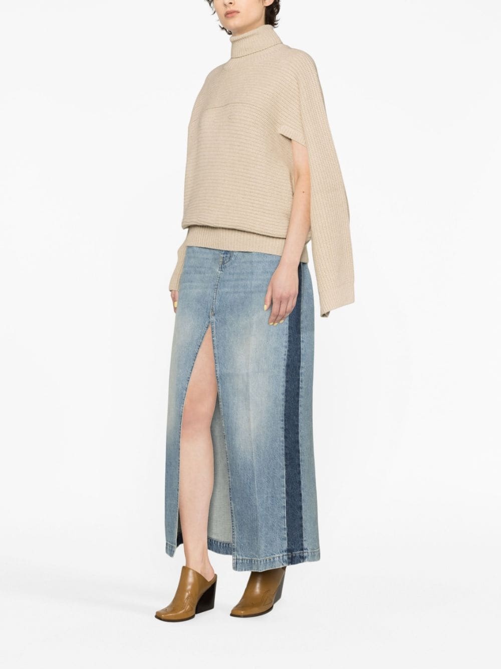 regenerated-cashmere cape jumper - 3