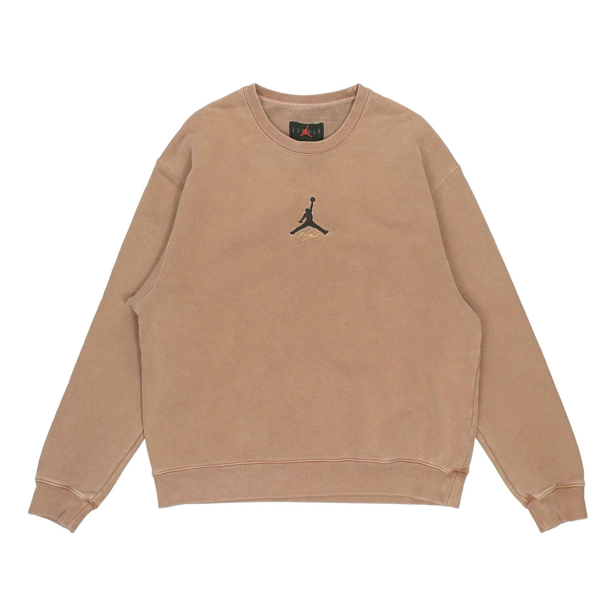 Men's Air Jordan As J Flt Hrtg Flc Crew Embroidered Logo Sports Knit Pullover Round Neck Autumn Beig - 1