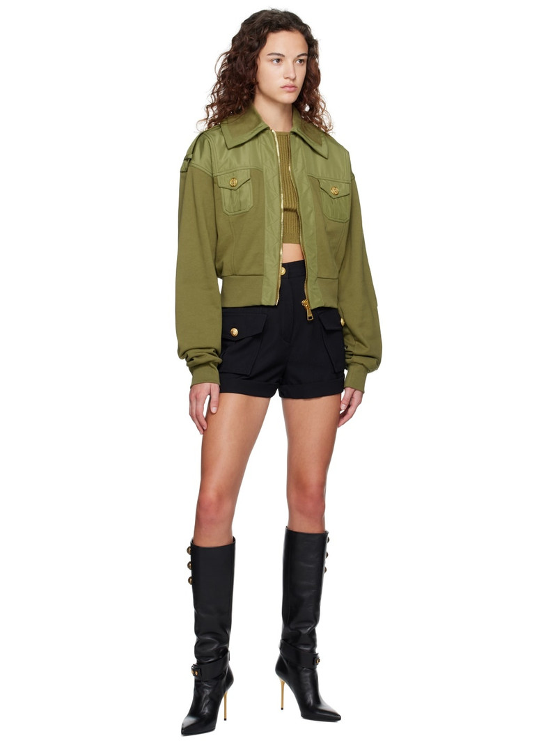Balmain Khaki Cropped Jacket outlook