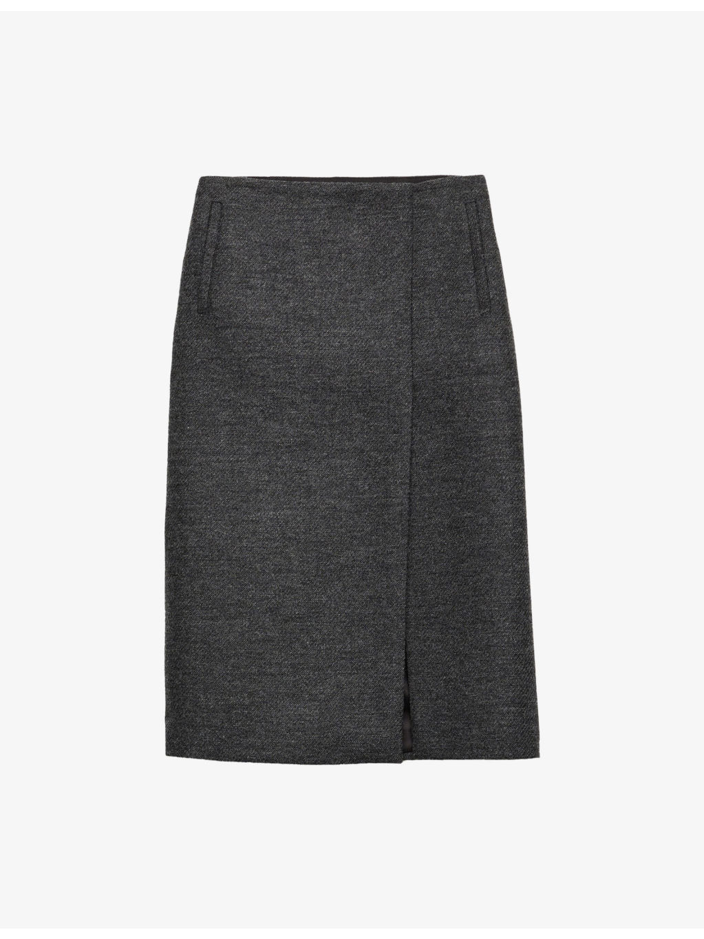 Rush Stitch Virgin-Wool Knee-Length Skirt - 1
