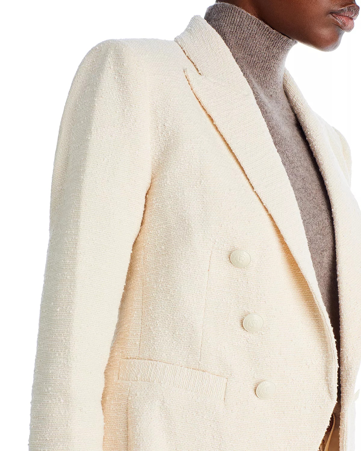Brooke Double Breasted Cropped Tweed Blazer - 4