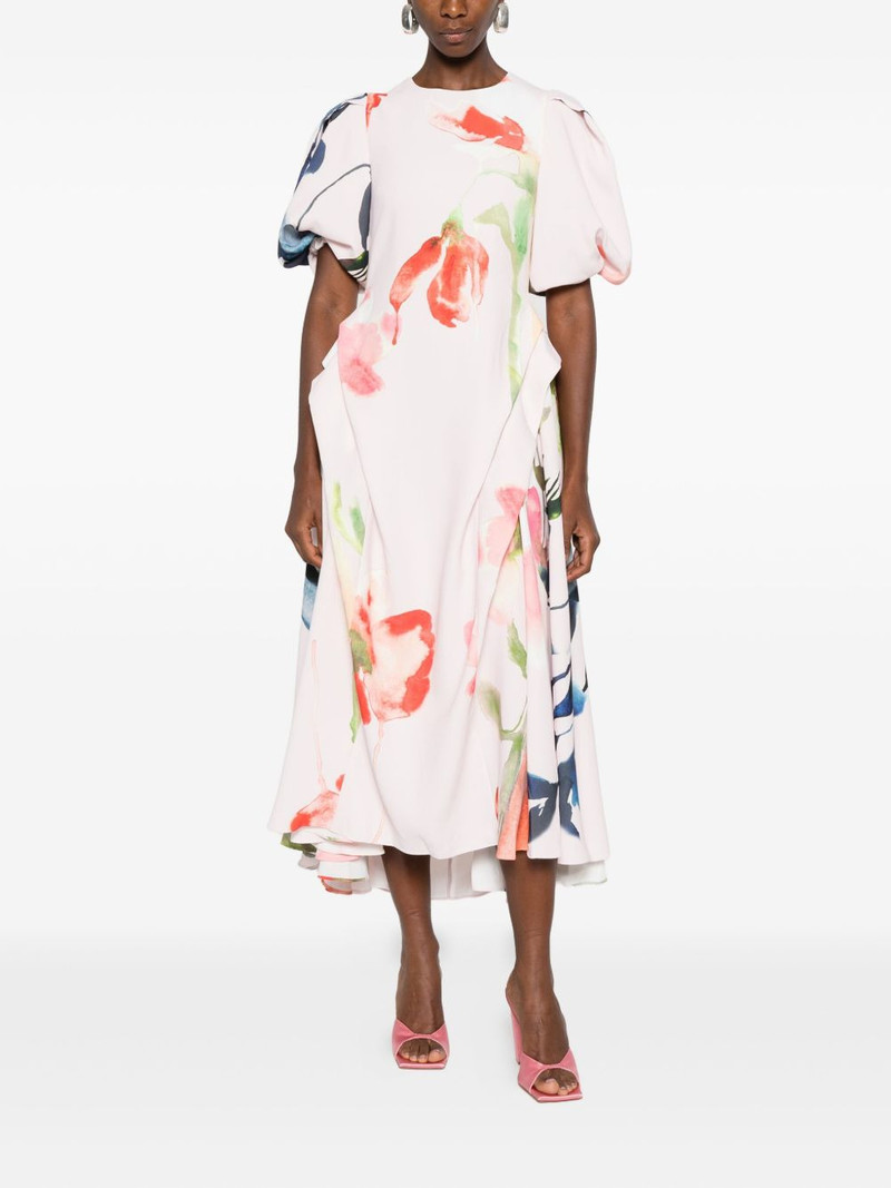 STINE GOYA puff-sleeve floral-print midi dress outlook
