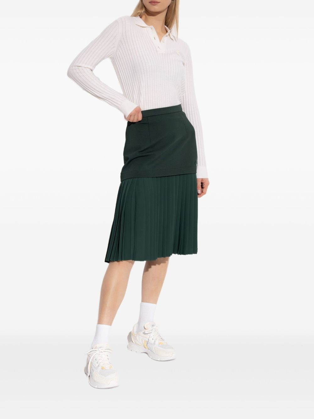 logo-patch pleated skirt - 2