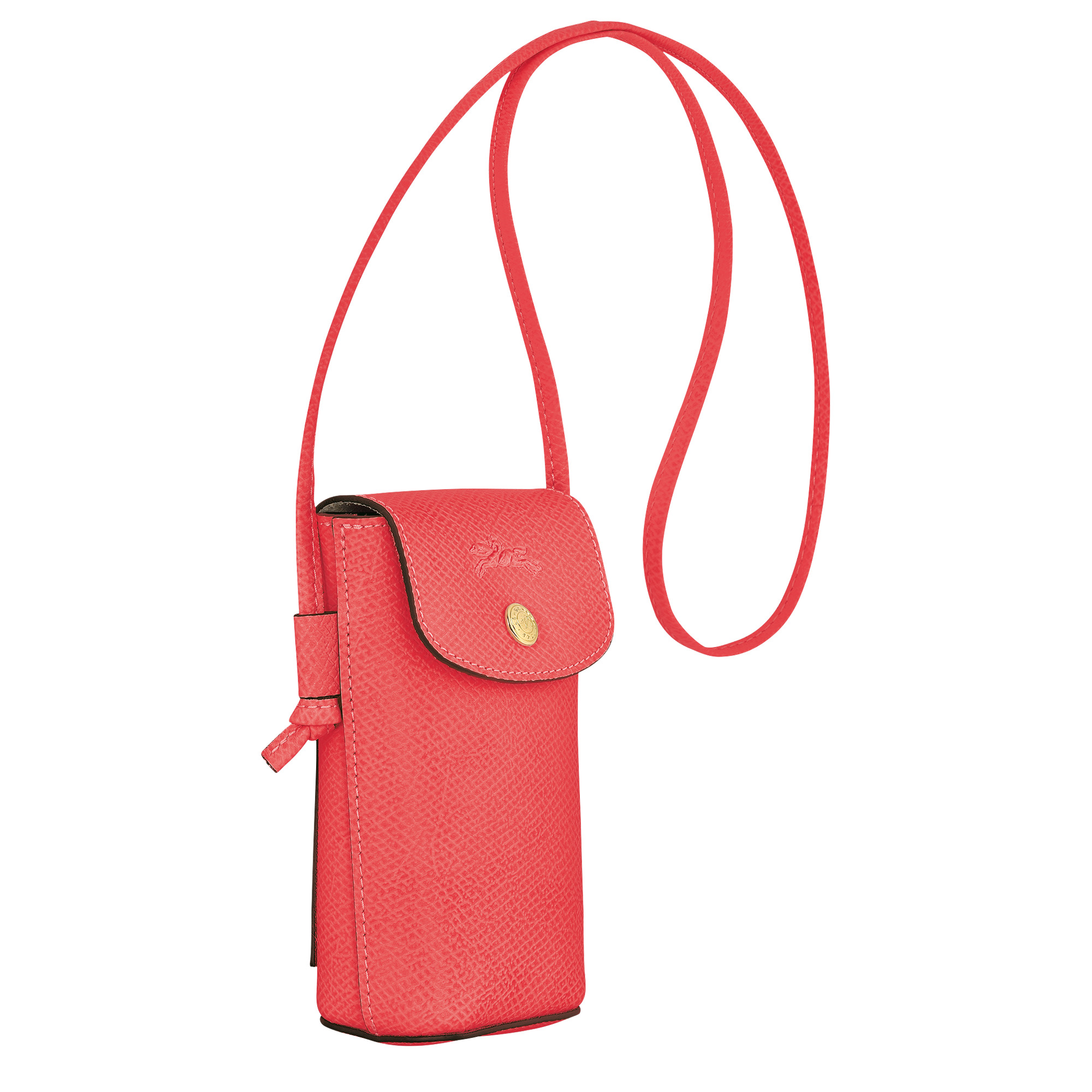 Longchamp Épure Phone case with leather lace Strawberry