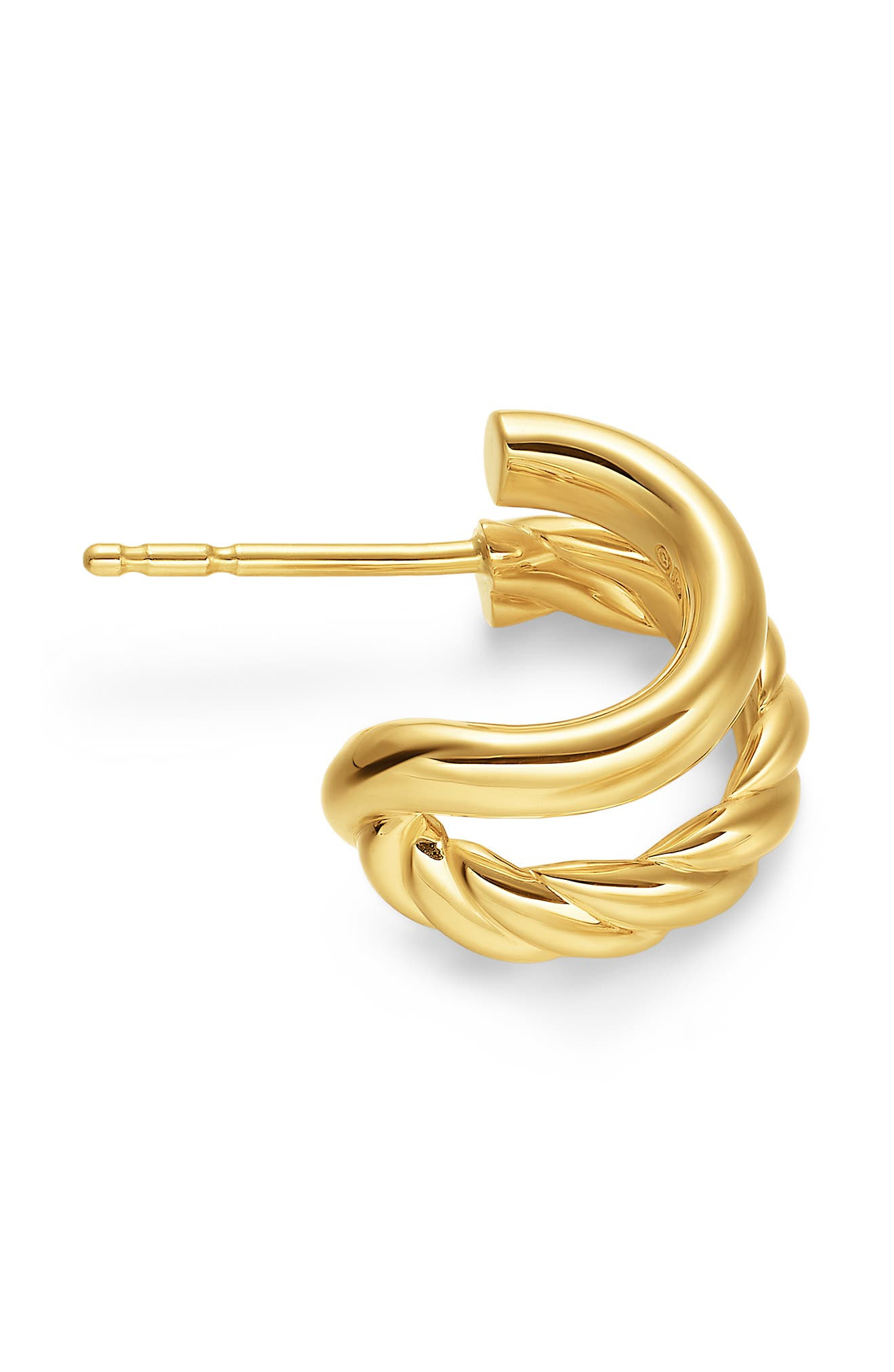 David Yurman DY Mercer® Double Hoop Huggie Earrings in 18K Yellow Gold, 7.8mm at Nordstrom - 4