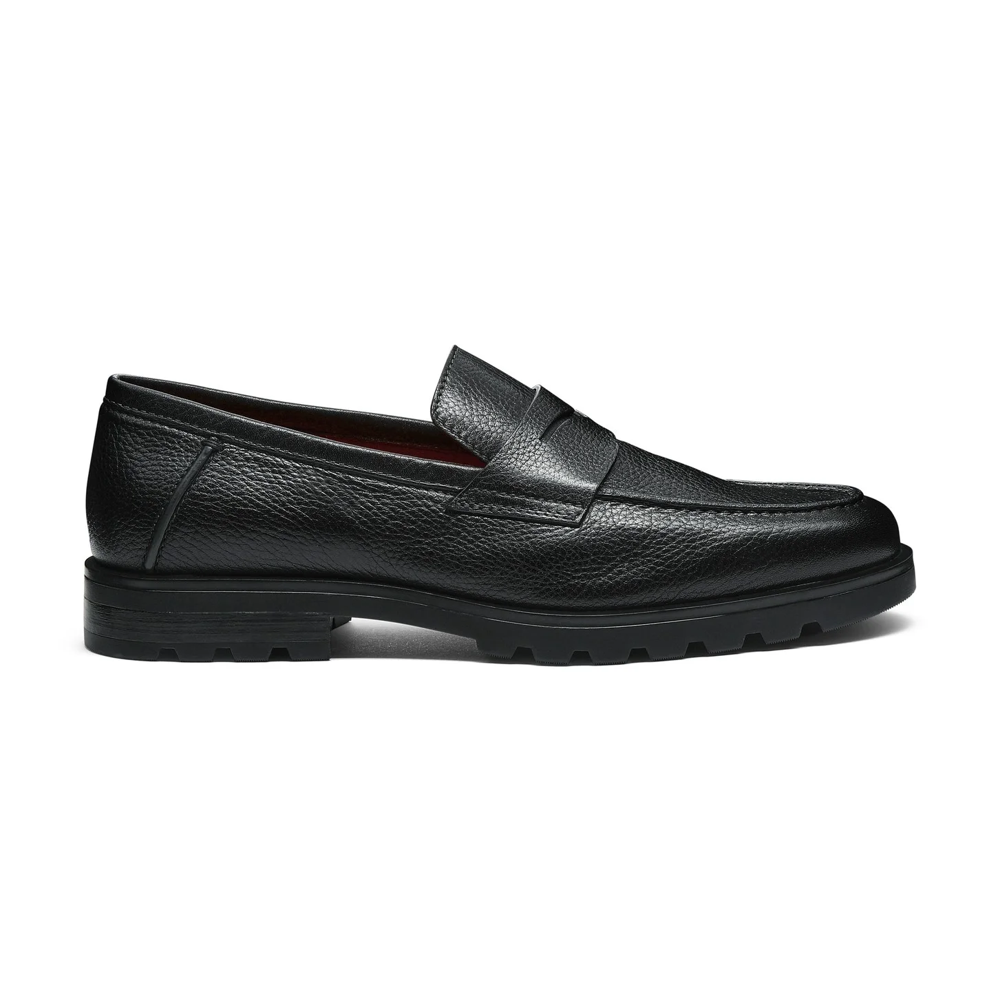 Men's black tumbled leather penny loafer - 1